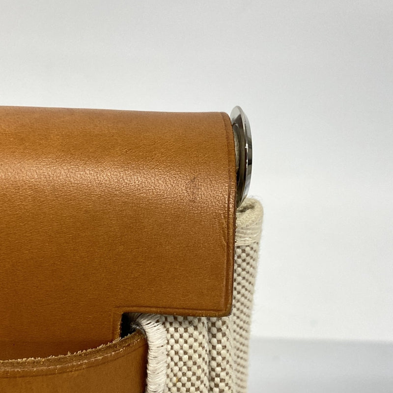 【6fa1278】エルメス ハンドバッグ エールバックPM トワルアッシュ ナチュラル シルバー金具 □E刻印【中古】レディース