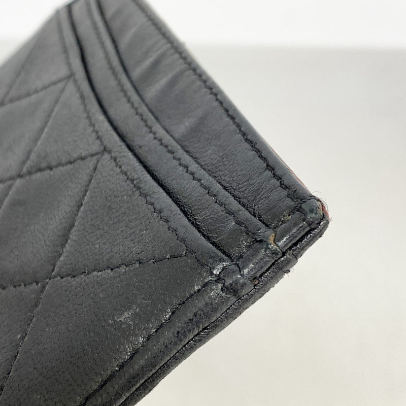 【6fa1305】シャネル カードケース マトラッセ ラムスキン ブラック シルバー金具【中古】レディース