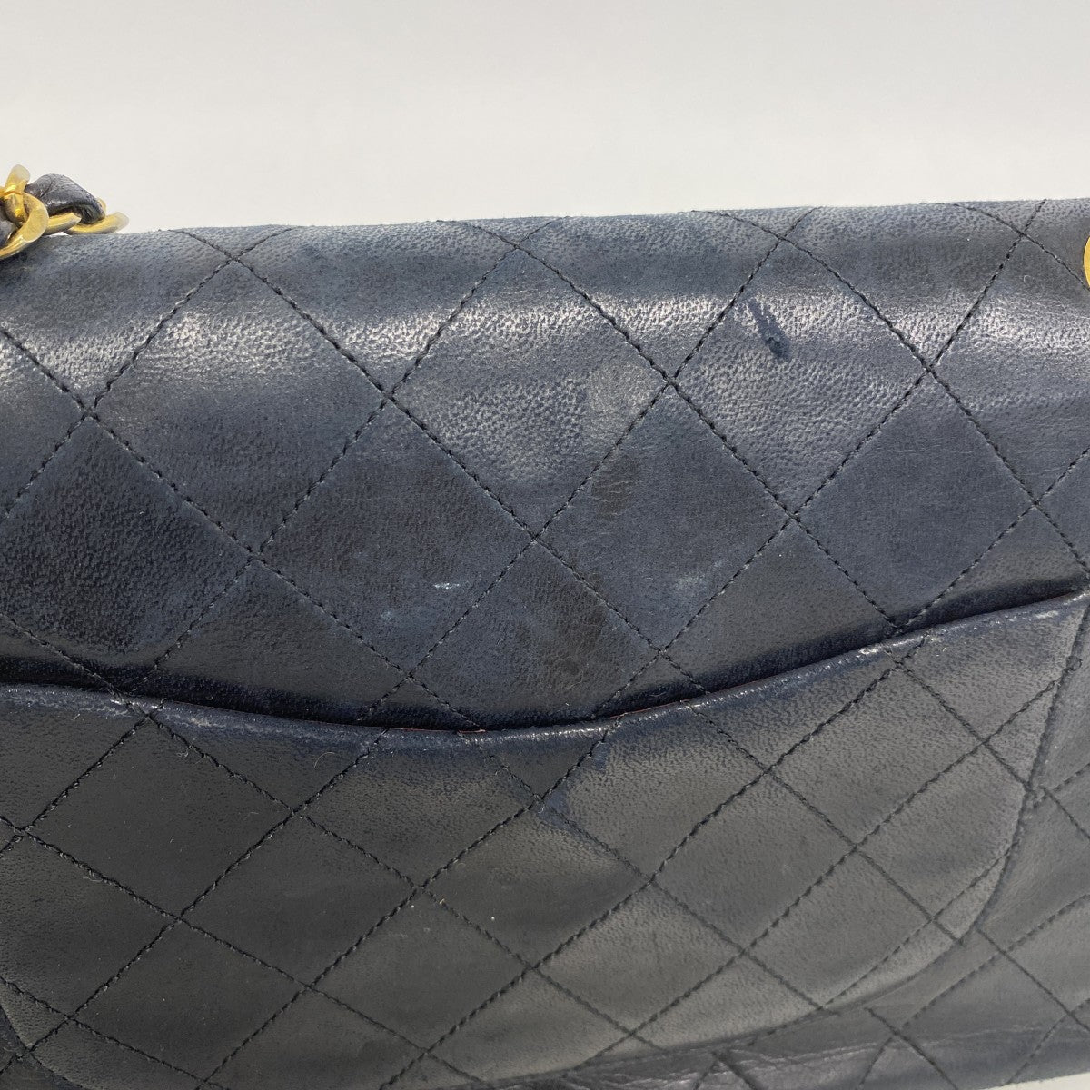 【6fa1307】シャネル ショルダーバッグ マトラッセ Wフラップ Wチェーン ラムスキン ブラック ゴールド金具【中古】レディース