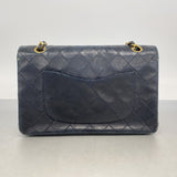 【6fa1307】シャネル ショルダーバッグ マトラッセ Wフラップ Wチェーン ラムスキン ブラック ゴールド金具【中古】レディース
