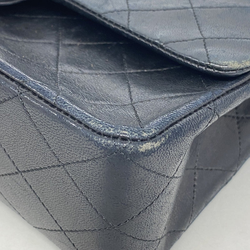 【6fa1307】シャネル ショルダーバッグ マトラッセ Wフラップ Wチェーン ラムスキン ブラック ゴールド金具【中古】レディース