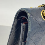 【6fa1307】シャネル ショルダーバッグ マトラッセ Wフラップ Wチェーン ラムスキン ブラック ゴールド金具【中古】レディース