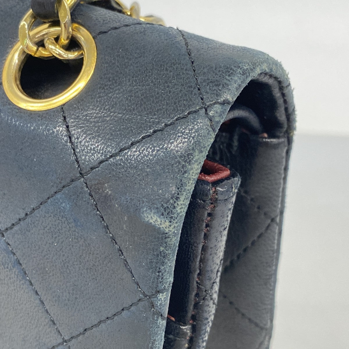 【6fa1307】シャネル ショルダーバッグ マトラッセ Wフラップ Wチェーン ラムスキン ブラック ゴールド金具【中古】レディース