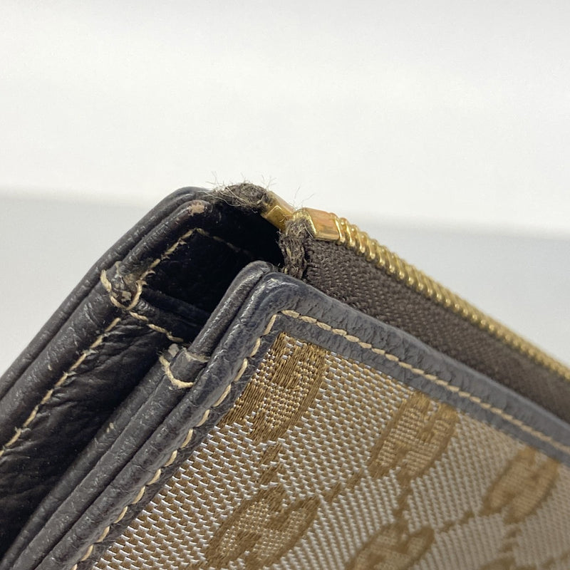 【6fa1308】グッチ 長財布 GGキャンバス 268917 キャンバス ブラウン ゴールド金具【中古】レディース