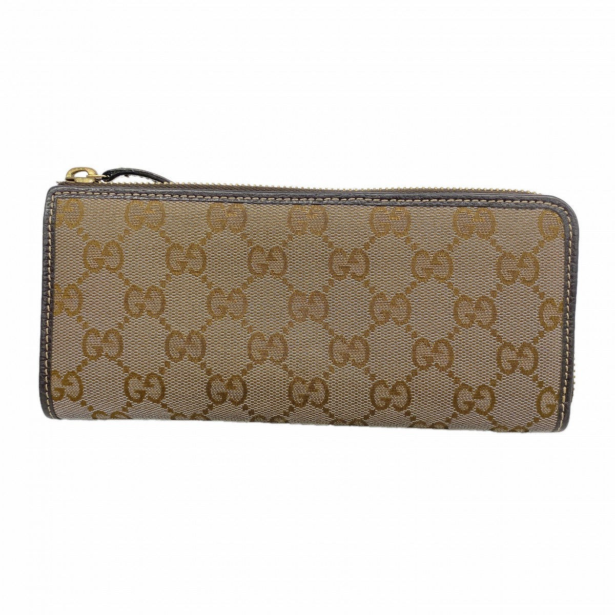 【6fa1308】グッチ 長財布 GGキャンバス 268917 キャンバス ブラウン ゴールド金具【中古】レディース