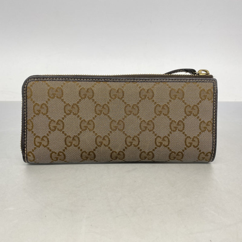 【6fa1308】グッチ 長財布 GGキャンバス 268917 キャンバス ブラウン ゴールド金具【中古】レディース