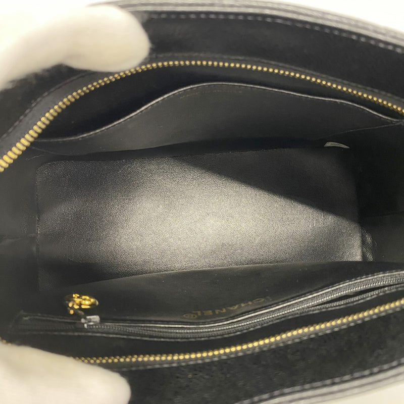 【6fa1318-h】シャネル トートバッグ 復刻トート キャビアスキン ブラック ゴールド金具【中古】レディース