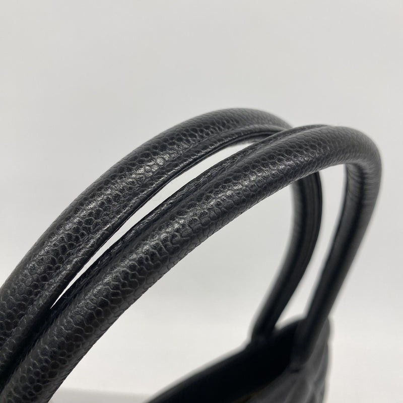 【6fa1318-h】シャネル トートバッグ 復刻トート キャビアスキン ブラック ゴールド金具【中古】レディース