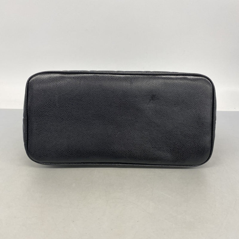 【6fa1318-h】シャネル トートバッグ 復刻トート キャビアスキン ブラック ゴールド金具【中古】レディース