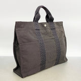 【6fa1321】エルメス トートバッグ エールラインMM キャンバス グレー シルバー金具【中古】レディース