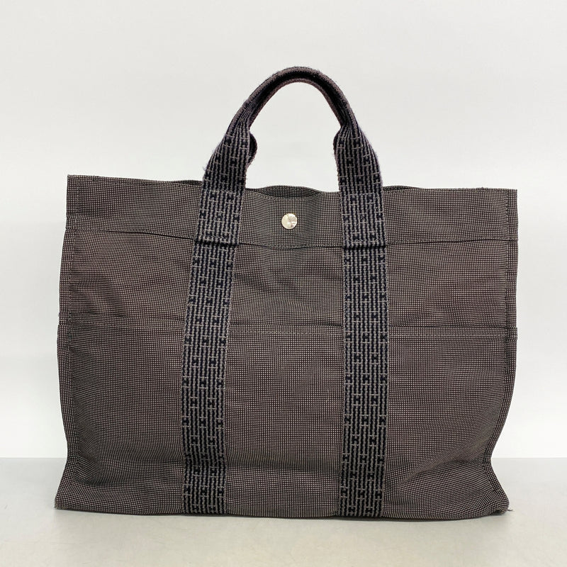 【6fa1321】エルメス トートバッグ エールラインMM キャンバス グレー シルバー金具【中古】レディース