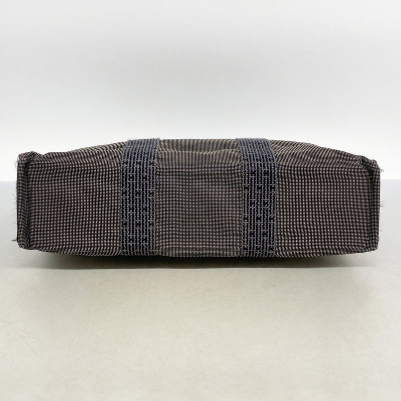 【6fa1321】エルメス トートバッグ エールラインMM キャンバス グレー シルバー金具【中古】レディース