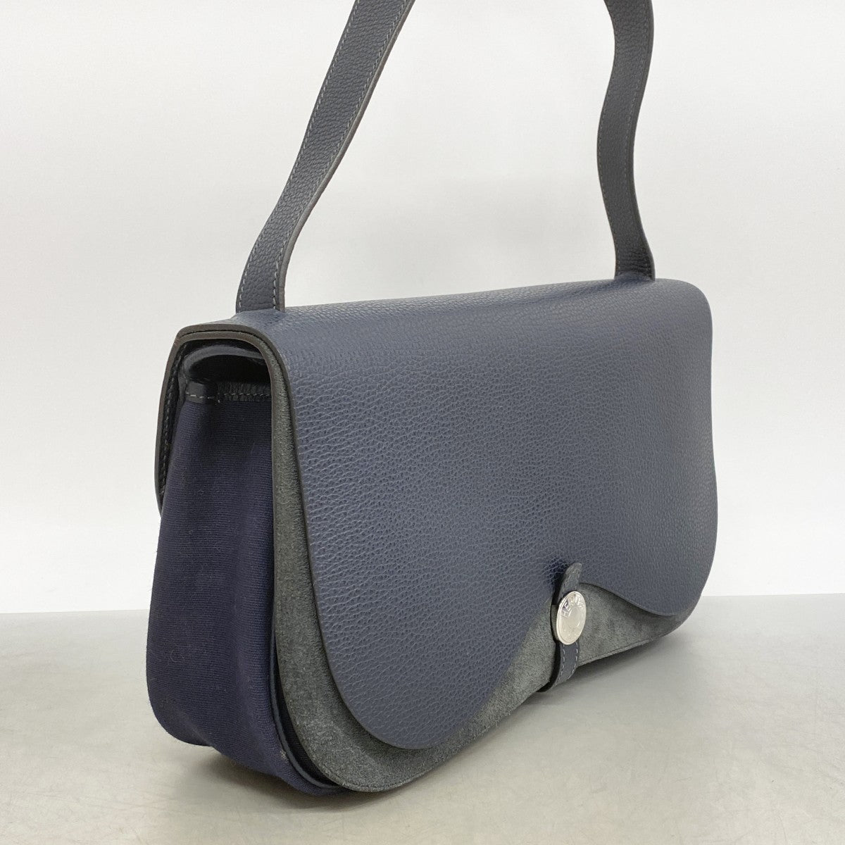 【6fa1322】エルメス ショルダーバッグ コロラドMM ヴァッシュリエジェ ネイビー シルバー金具 □I刻印【中古】レディース