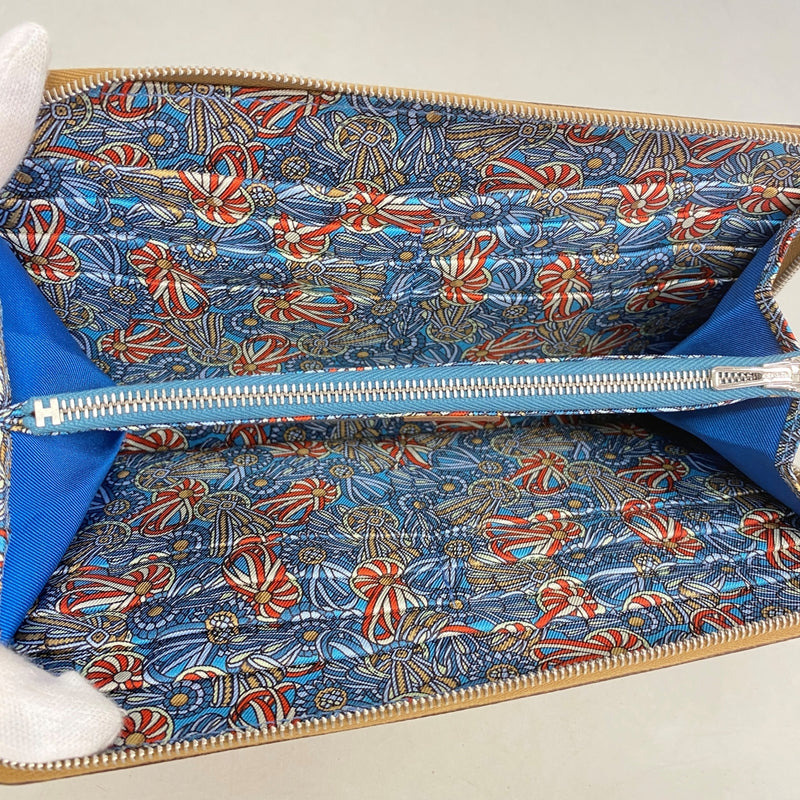 【6fa1323】エルメス 長財布 アザップロングシルクイン ヴォーエプソン チャイ シルバー金具 G刻印【中古】メンズ レディース ユニセックス