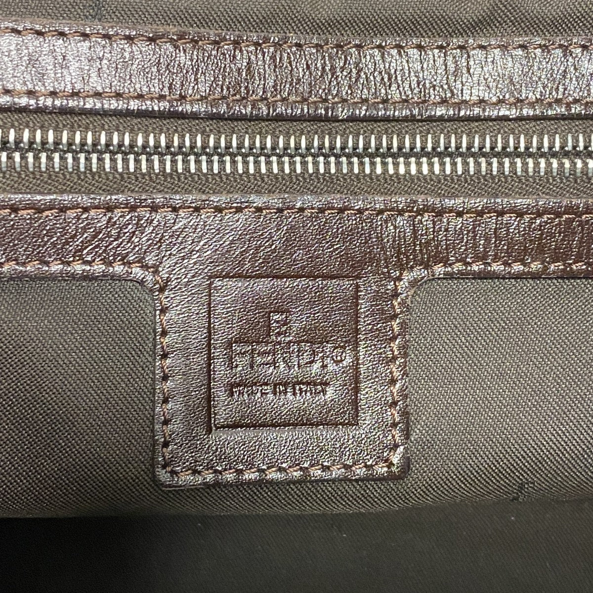 【6fa1330】フェンディ ハンドバッグ ズッカ ナイロンキャンバス ブラウン シルバー金具【中古】レディース
