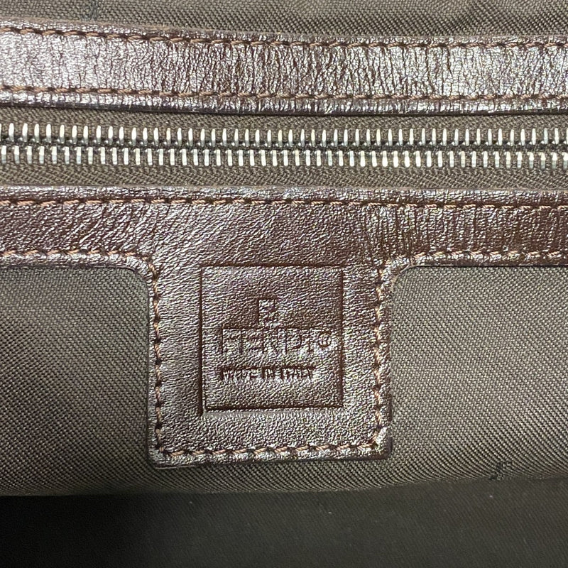 【6fa1330】フェンディ ハンドバッグ ズッカ ナイロンキャンバス ブラウン シルバー金具【中古】レディース
