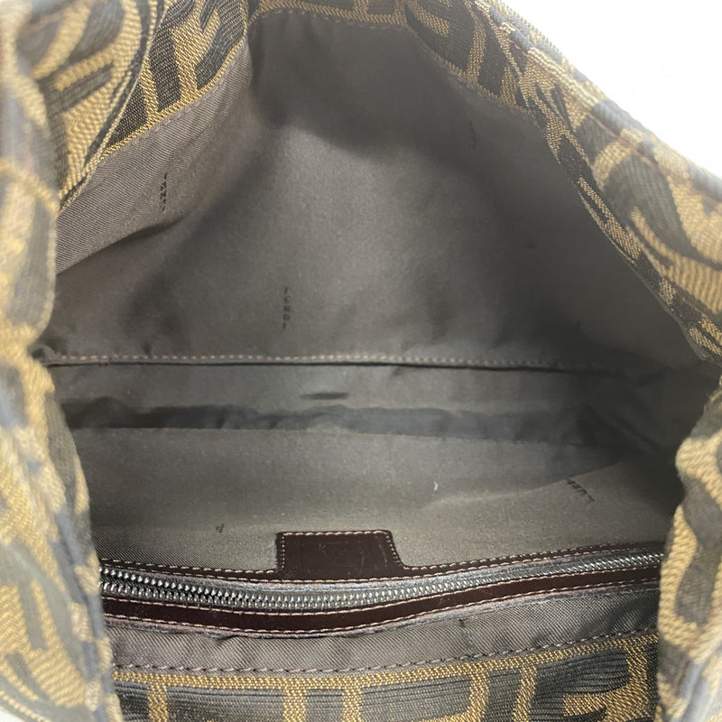 【6fa1330】フェンディ ハンドバッグ ズッカ ナイロンキャンバス ブラウン シルバー金具【中古】レディース