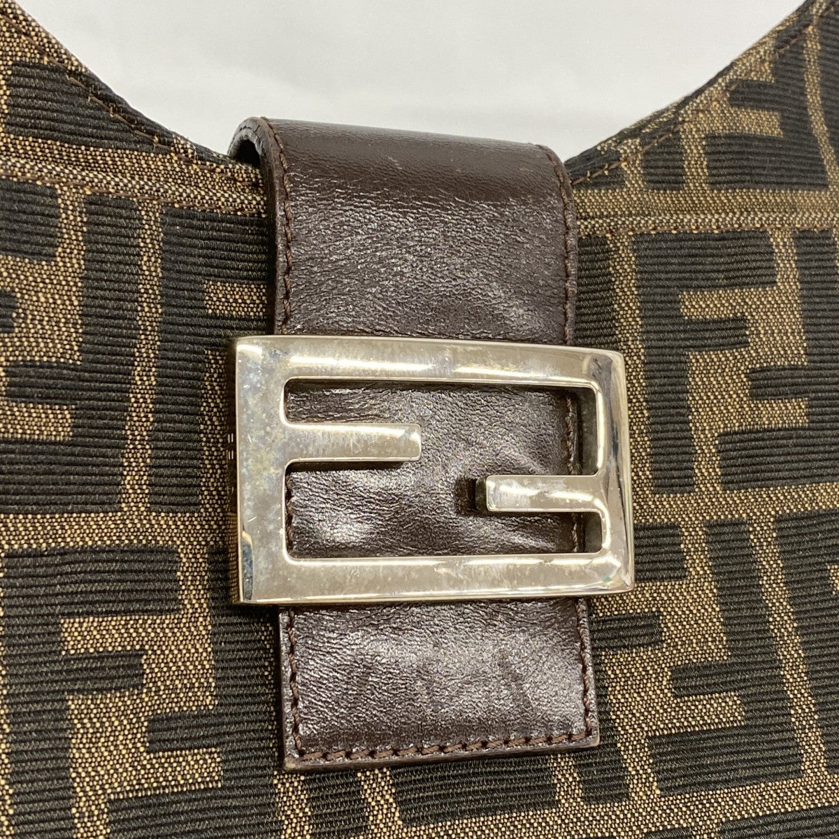 【6fa1330】フェンディ ハンドバッグ ズッカ ナイロンキャンバス ブラウン シルバー金具【中古】レディース