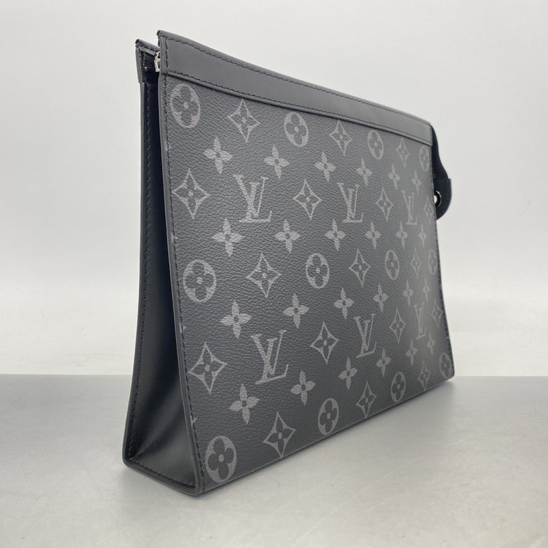 【6fa1332-h】ルイヴィトン クラッチバッグ モノグラム・エクリプス ポシェットヴォワヤージュMM M61692 ブラック【中古】メンズ