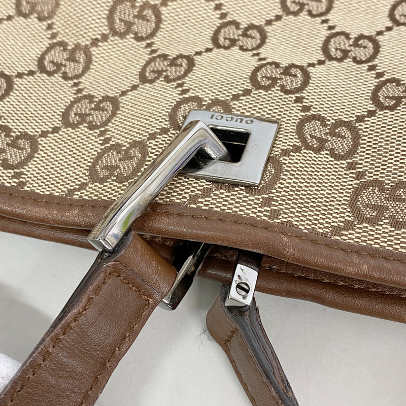 【6fa1337】グッチ トートバッグ GGキャンバス 31243 キャンバス ブラウン シルバー金具【中古】レディース
