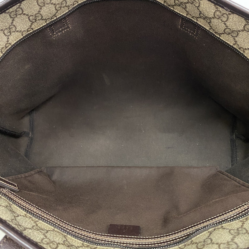 【6fa1338】グッチ トートバッグ GGスプリーム 211137 PVC ブラウン シルバー金具【中古】レディース