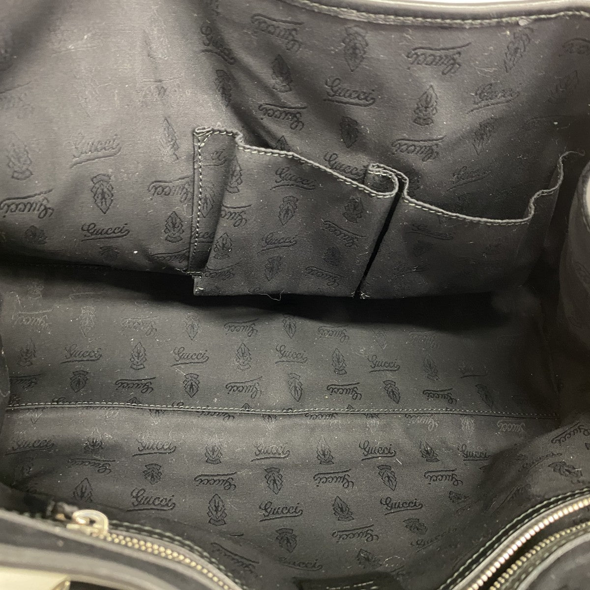 【6fa1367】グッチ トートバッグ グッチシマ 232957 レザー ブラック ゴールド/シルバー金具【中古】レディース