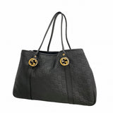【6fa1367】グッチ トートバッグ グッチシマ 232957 レザー ブラック ゴールド/シルバー金具【中古】レディース