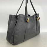 【6fa1367】グッチ トートバッグ グッチシマ 232957 レザー ブラック ゴールド/シルバー金具【中古】レディース