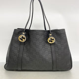 【6fa1367】グッチ トートバッグ グッチシマ 232957 レザー ブラック ゴールド/シルバー金具【中古】レディース