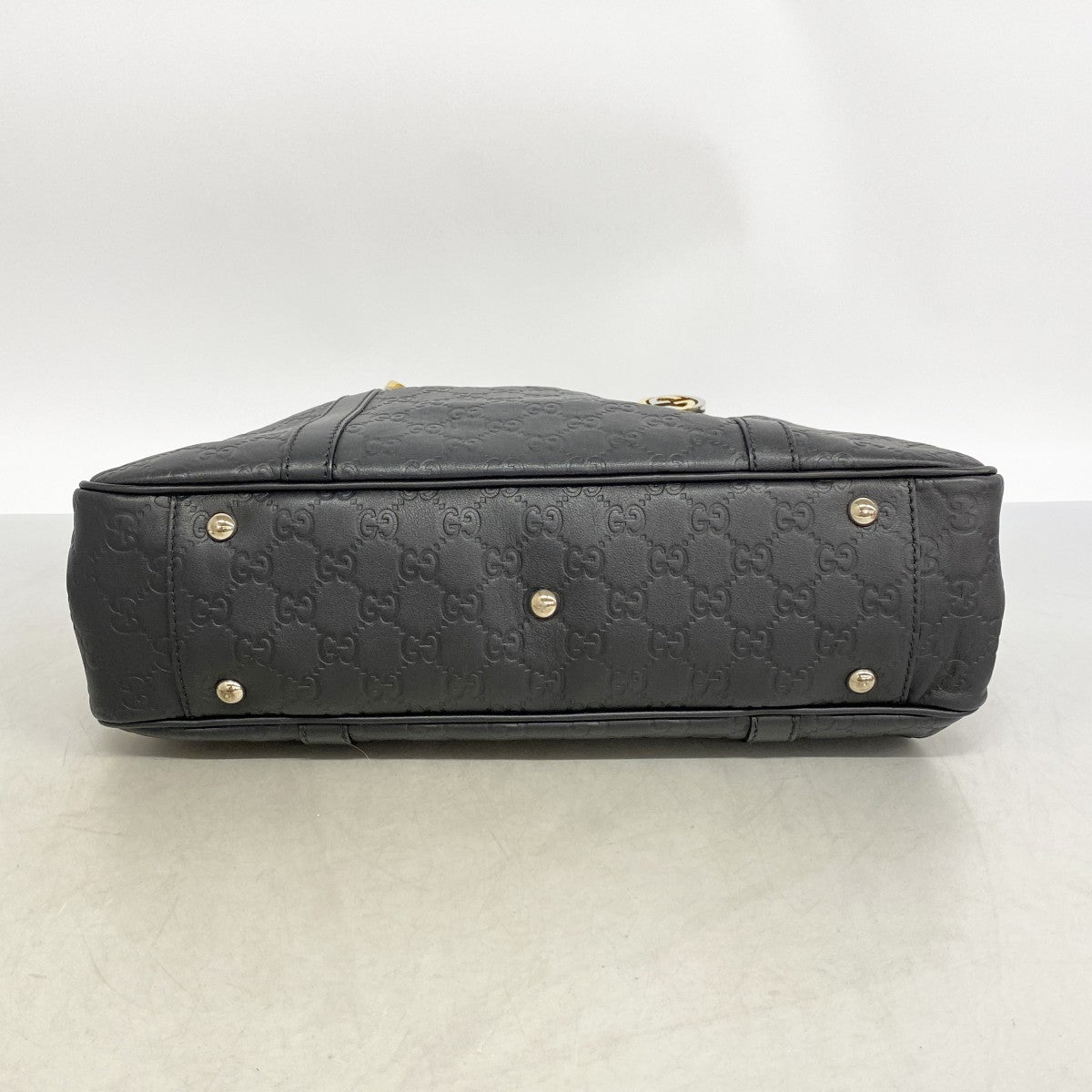 【6fa1367】グッチ トートバッグ グッチシマ 232957 レザー ブラック ゴールド/シルバー金具【中古】レディース