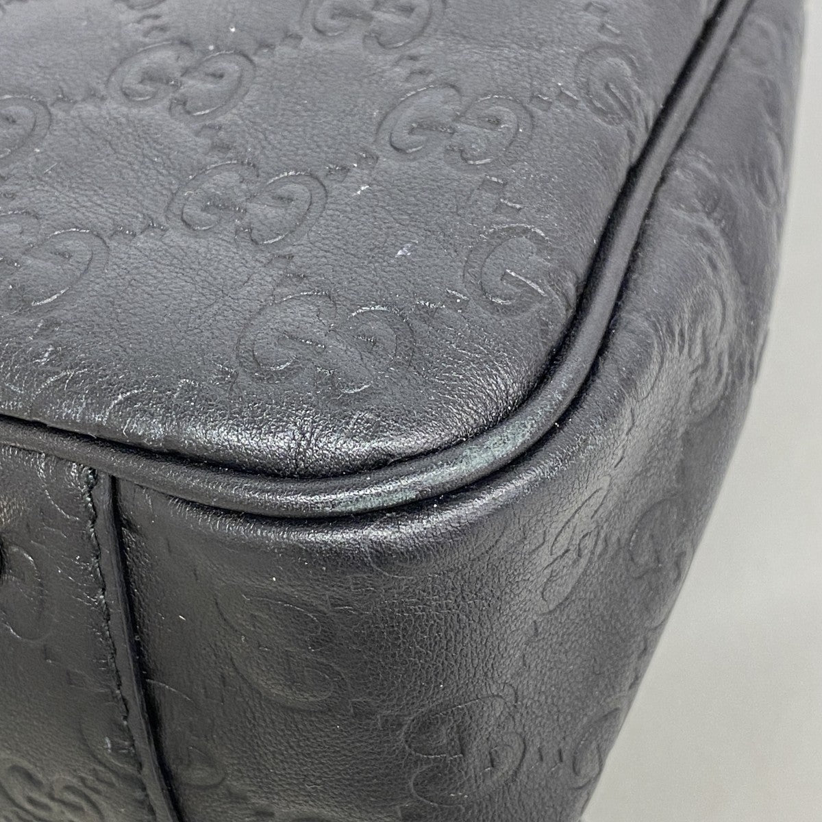【6fa1367】グッチ トートバッグ グッチシマ 232957 レザー ブラック ゴールド/シルバー金具【中古】レディース