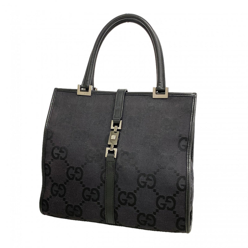 【6fa1382-k】グッチ ハンドバッグ GGキャンバス/ジャッキー 002 1065 キャンバス ブラック シルバー金具【中古】レディース