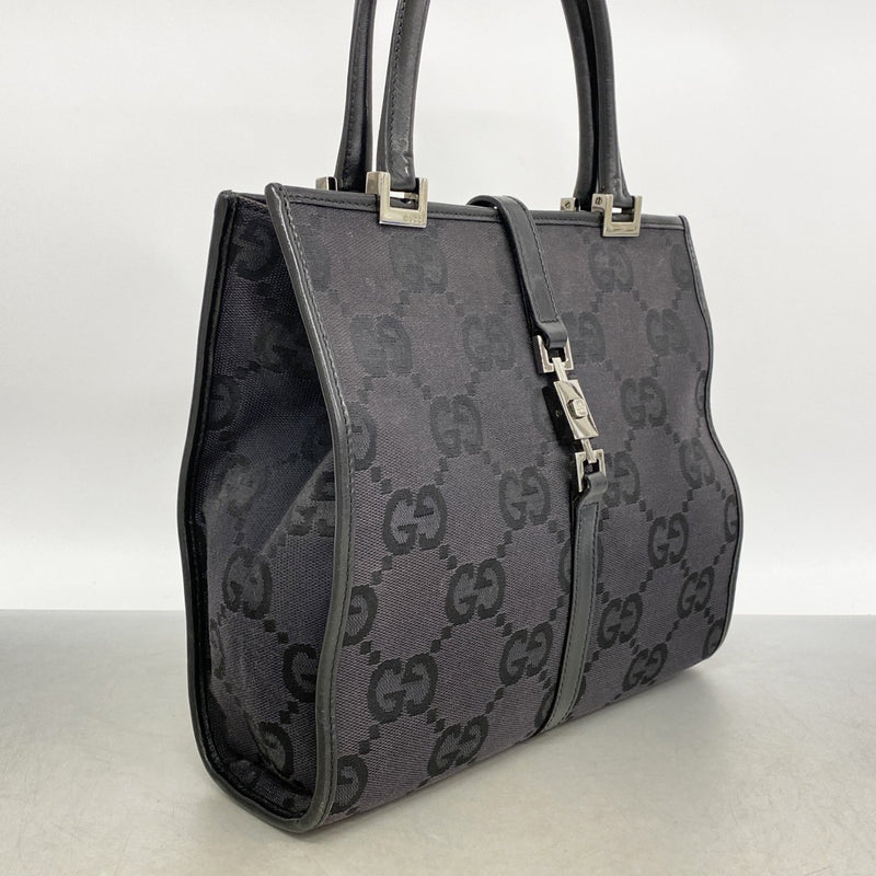 【6fa1382-k】グッチ ハンドバッグ GGキャンバス/ジャッキー 002 1065 キャンバス ブラック シルバー金具【中古】レディース