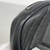 【6fa1384-k】シャネル コインケース Vステッチ ラムスキン ブラック シルバー金具【中古】レディース