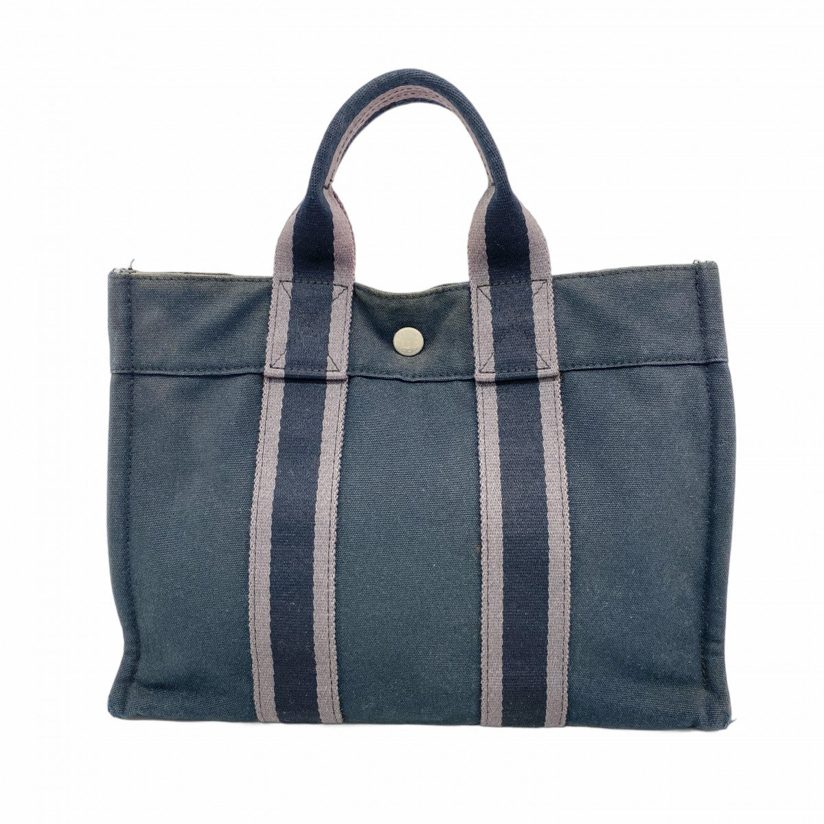 【6fa1394-k】エルメス ハンドバッグ フールトゥPM キャンバス ブラック グレー シルバー金具【中古】メンズ レディース ユニセックス