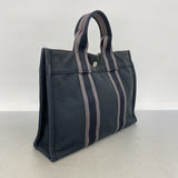 【6fa1394-k】エルメス ハンドバッグ フールトゥPM キャンバス ブラック グレー シルバー金具【中古】メンズ レディース ユニセックス