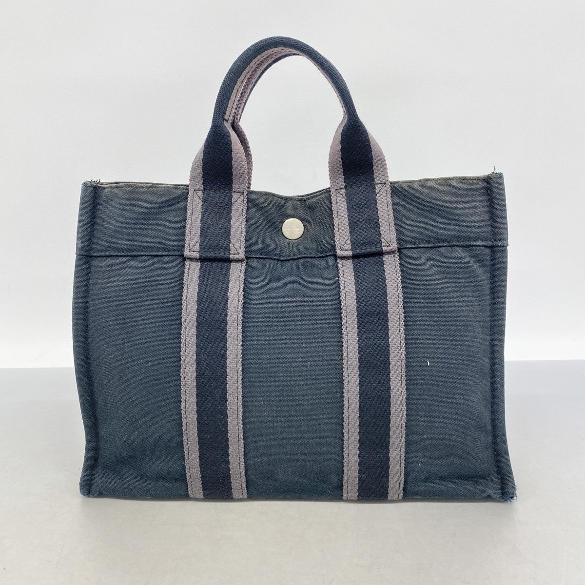 【6fa1394-k】エルメス ハンドバッグ フールトゥPM キャンバス ブラック グレー シルバー金具【中古】メンズ レディース ユニセックス