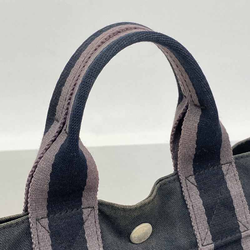 【6fa1394-k】エルメス ハンドバッグ フールトゥPM キャンバス ブラック グレー シルバー金具【中古】メンズ レディース ユニセックス