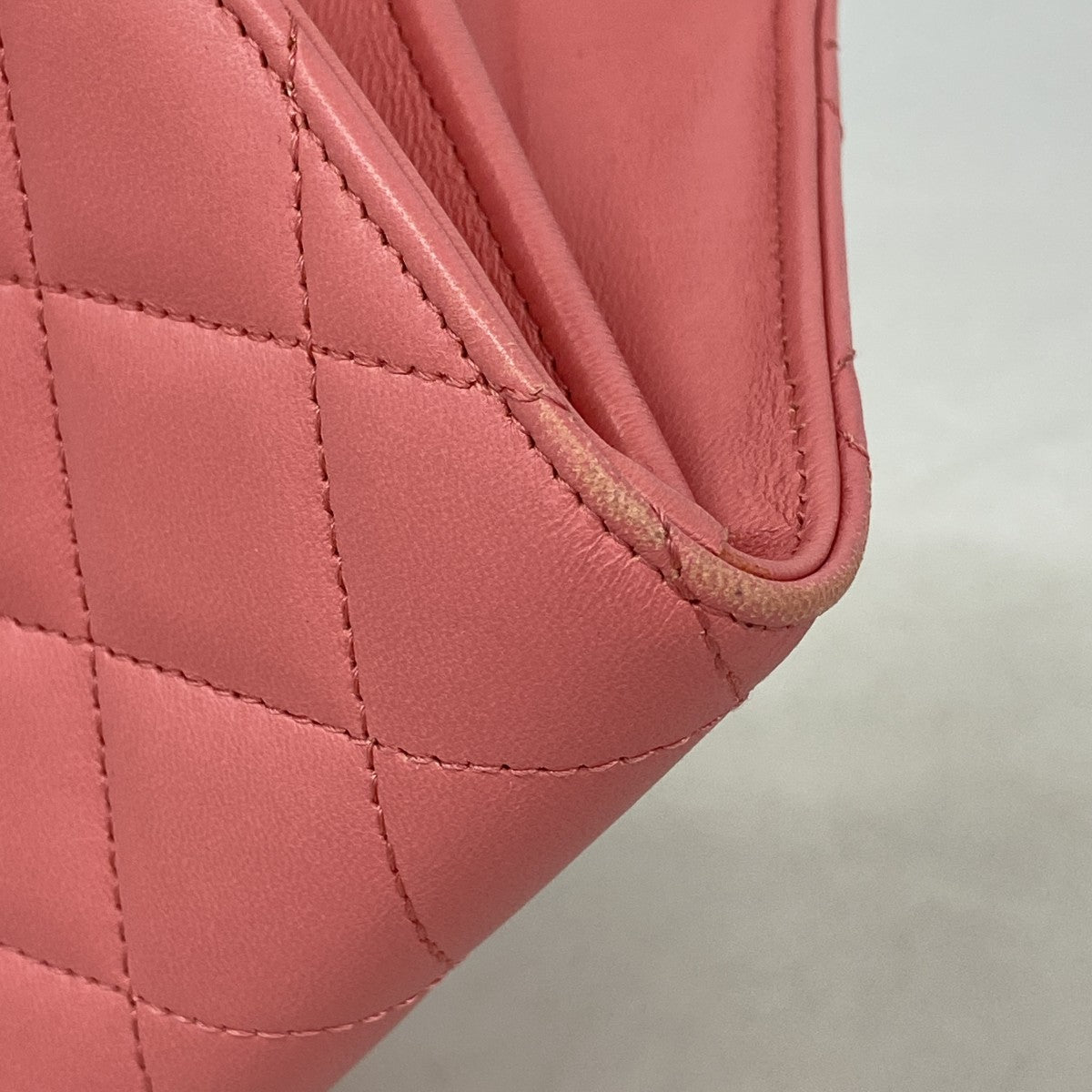 【6fa1395-k】シャネル 長財布 マトラッセ ラムスキン ピンク シルバー金具【中古】レディース