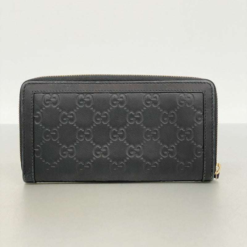 【6fa1397-k】グッチ 長財布 グッチシマ 291132 レザー ブラック ゴールド金具【中古】レディース