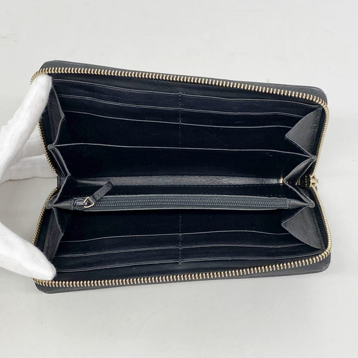 【6fa1397-k】グッチ 長財布 グッチシマ 291132 レザー ブラック ゴールド金具【中古】レディース