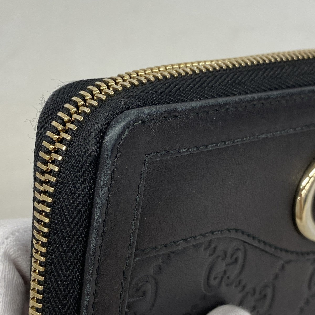 【6fa1397-k】グッチ 長財布 グッチシマ 291132 レザー ブラック ゴールド金具【中古】レディース