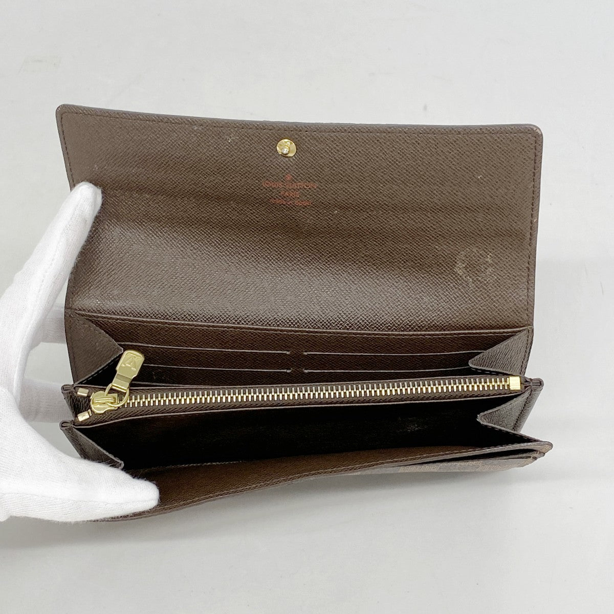 【6fa1400-k】ルイヴィトン 長財布 ダミエ ポルトフォイユサラ N61734 エベヌ【中古】レディース