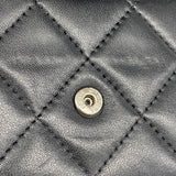 【6fa1410-k】シャネル コインケース マトラッセ ラムスキン ブラック シルバー金具【中古】レディース