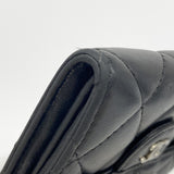 【6fa1410-k】シャネル コインケース マトラッセ ラムスキン ブラック シルバー金具【中古】レディース