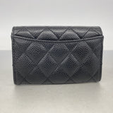 【6fa1411-k】シャネル カードケース マトラッセ キャビアスキン ブラック ゴールド金具【中古】レディース