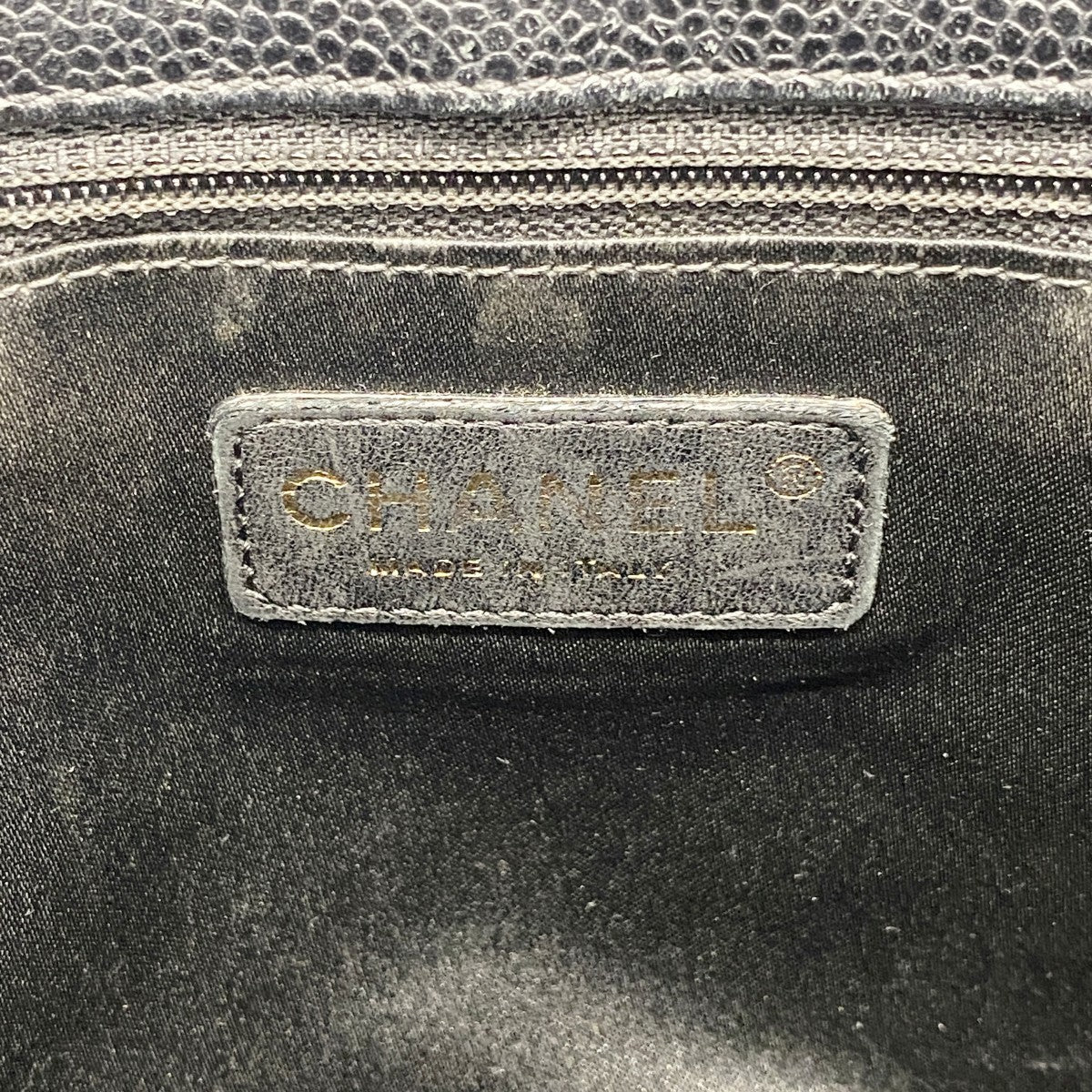 【6fa1425-k】シャネル チェーントート マトラッセ キャビアスキン ブラック ゴールド金具【中古】レディース