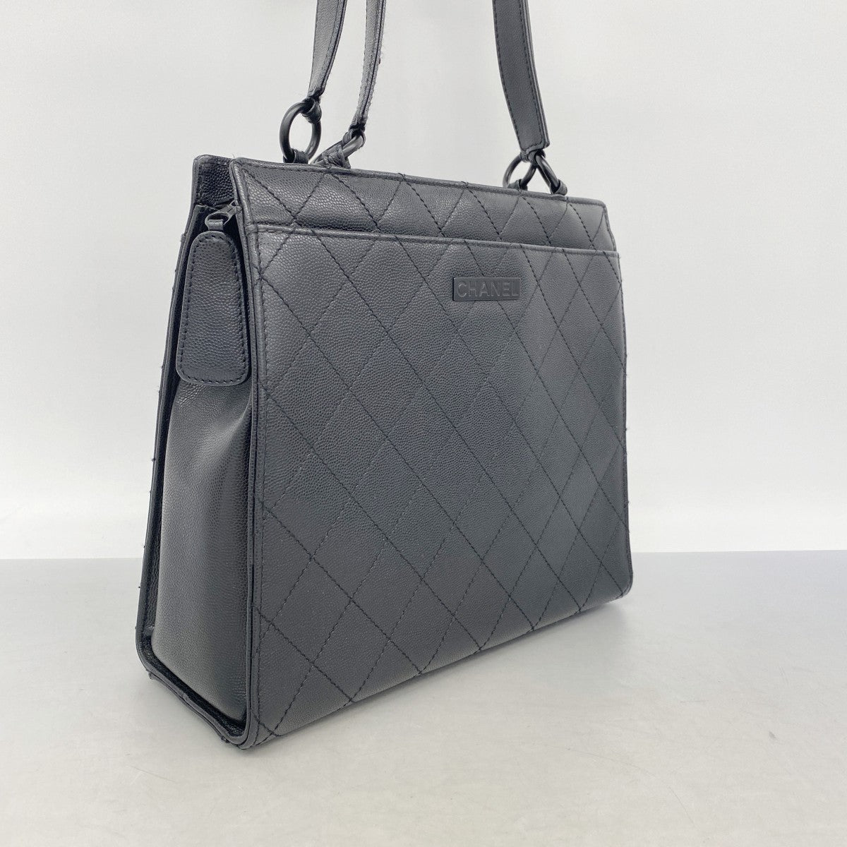 【6fa1426-k】シャネル トートバッグ マトラッセ キャビアスキン ブラック【中古】レディース