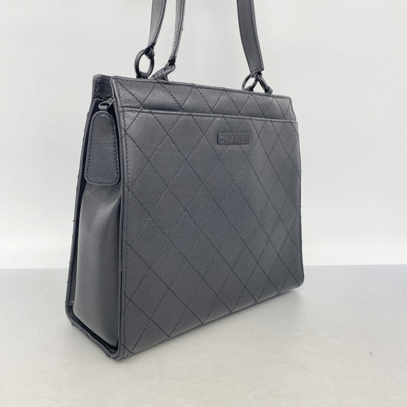 【6fa1426-k】シャネル トートバッグ マトラッセ キャビアスキン ブラック【中古】レディース
