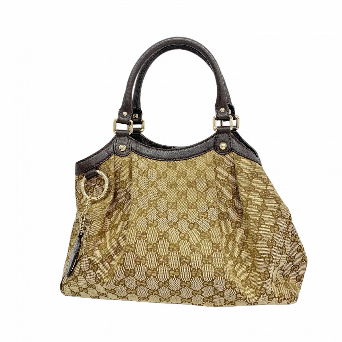 【6fa1427-k】グッチ トートバッグ GGキャンバス スーキー 267802 キャンバス ブラウン ゴールド金具【中古】レディース